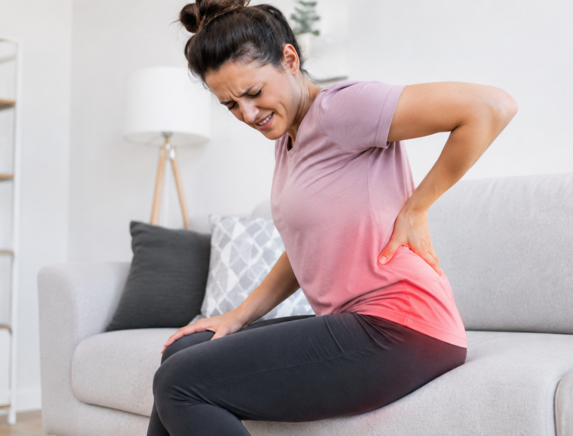Woman in sciatica pain